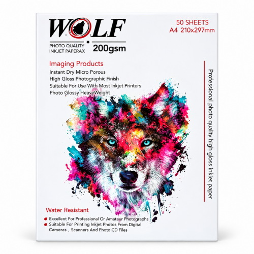 کاغذ wolf A4 فتوگلاسه 200 گرم 50 عددی
